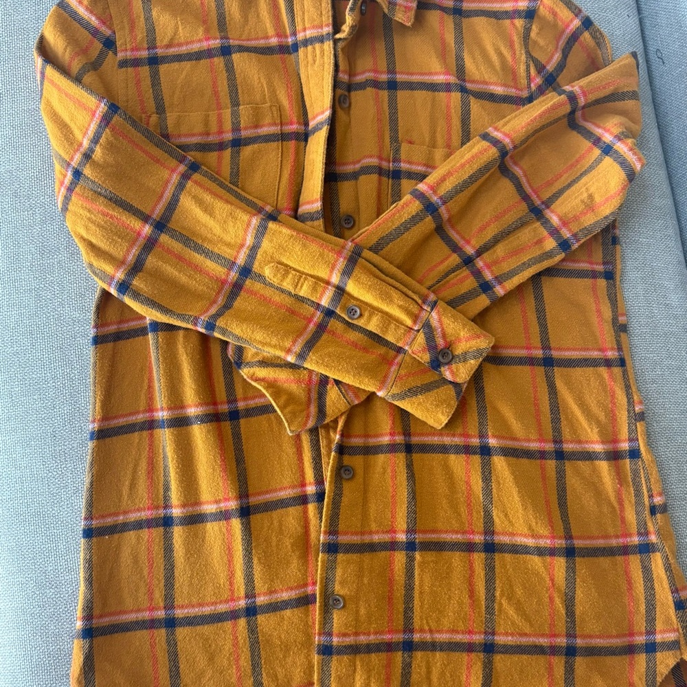 Madewell Mustard Plaid Button Down Shirt
